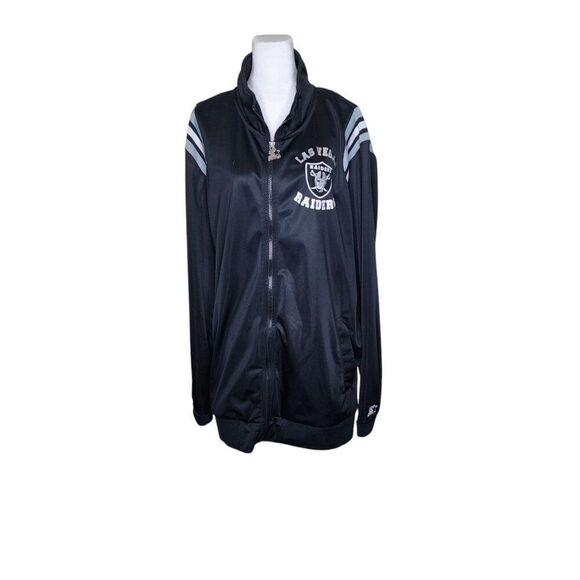 Starter Las Vegas Raiders Zip Up Sports Track Jacket Football Men Size XXL Black - Picture 8 of 12